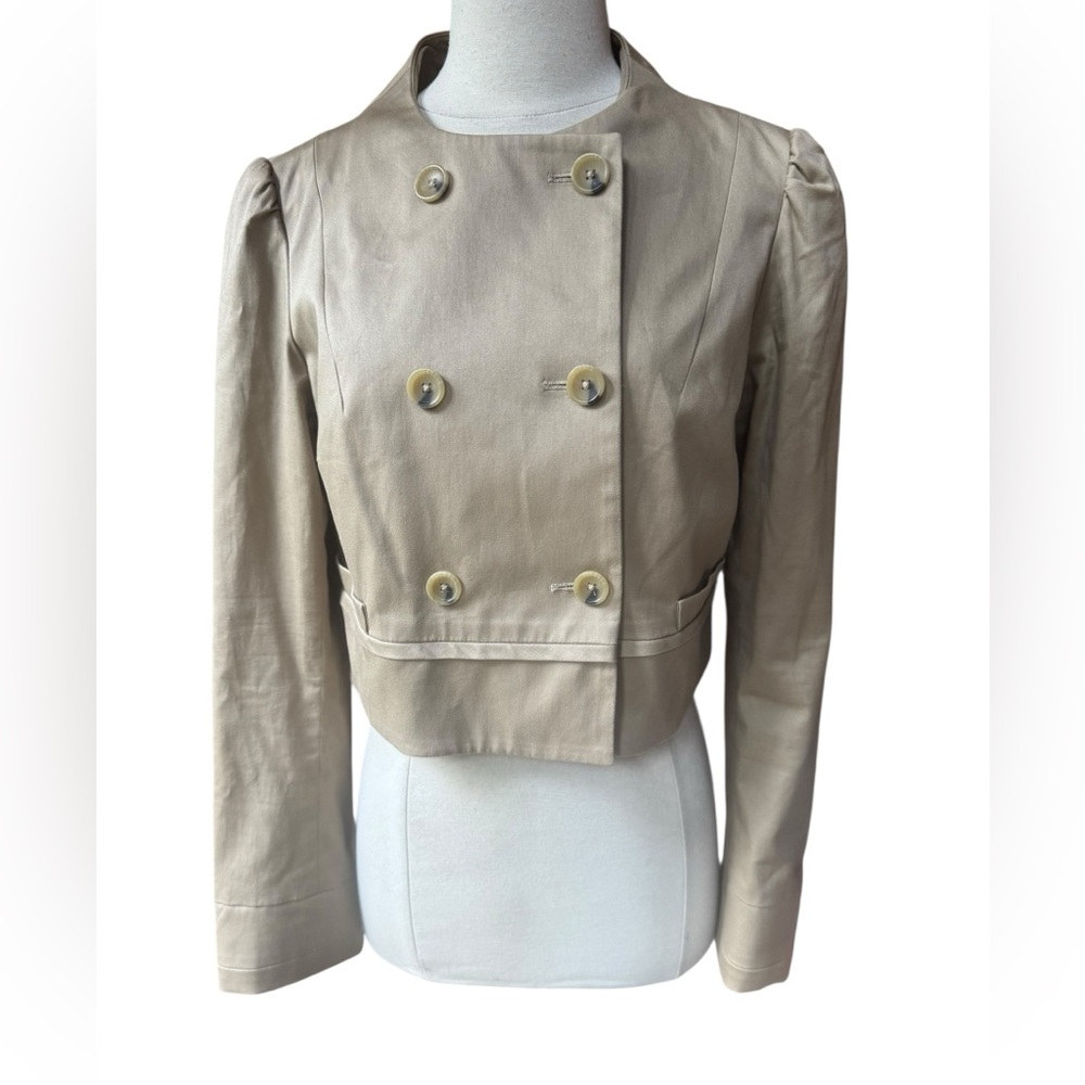 Late 1990s/Y2K Banana Republic 98% Cotton, Double-Breasted Crop Blazer